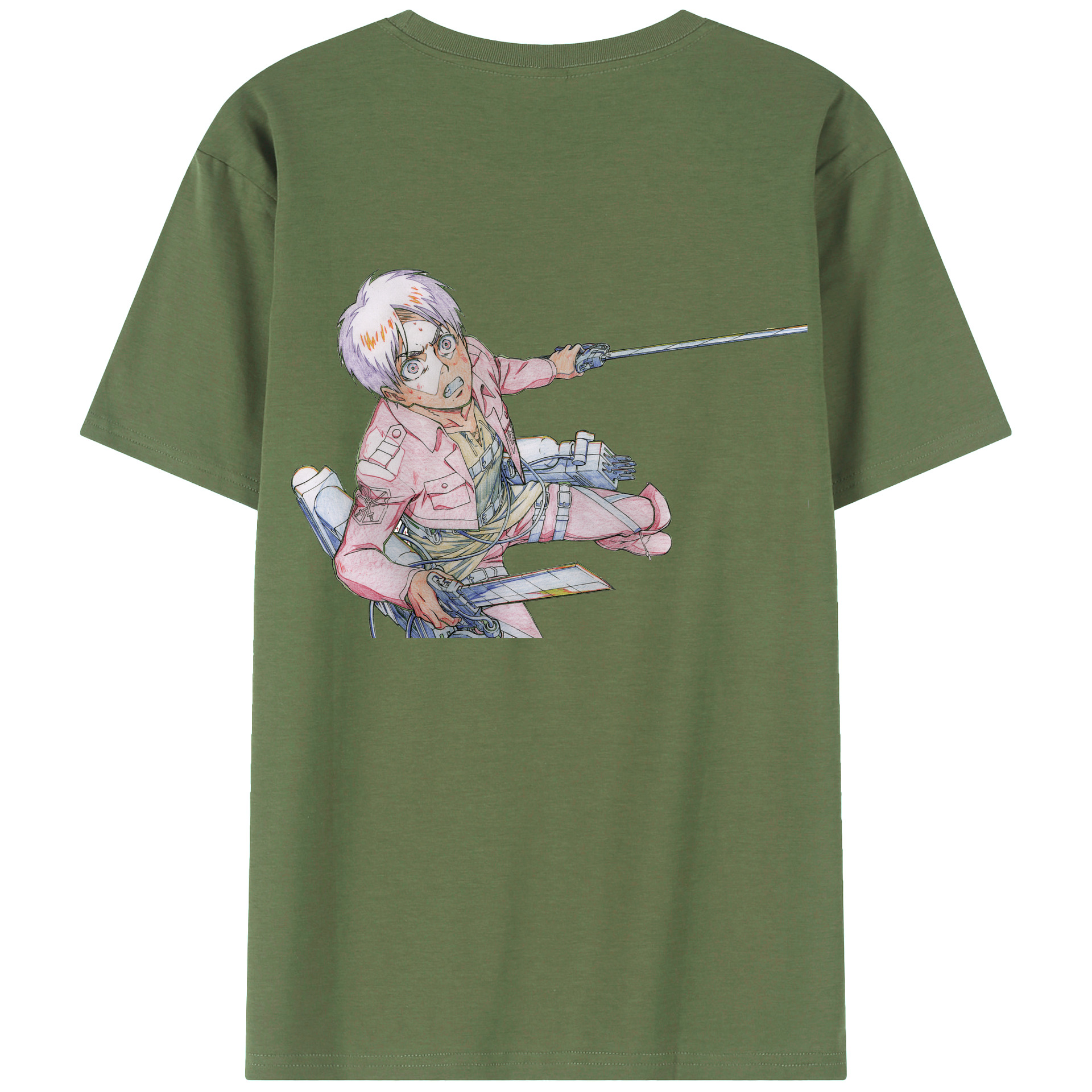 （画像用） 進撃の巨人 エレン･イェーガー Attack on Titan Eren Jäger 綿100％ メンズ半袖Tシャツ（バックプリント） 通気性